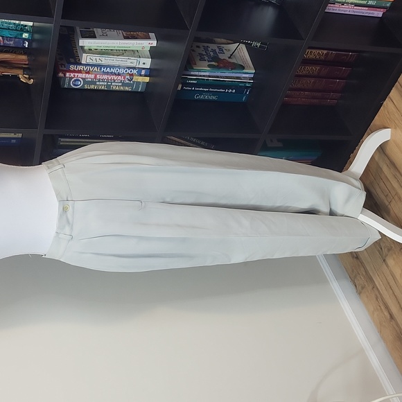 LAUREN RALPH LAUREN Pale Blue White Pinstripe Silk Shelter Island Pants Trousers - Picture 1 of 16